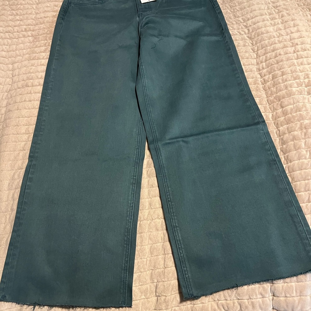 Vervet Size 11 NWT Green Wide Leg Crop Jeans